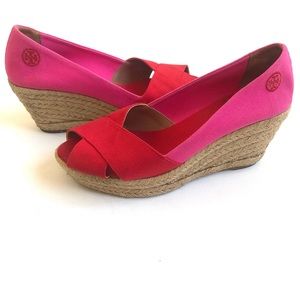Tory Burch Pink/Red Filipa Colorblock Espadrille